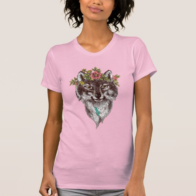 Porträtt för gloria för Boho stilvarg T Shirt (Framsida)