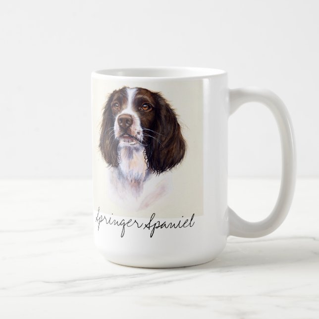 Porträtt för hund för SpringerSpaniel i Kaffemugg (Höger)
