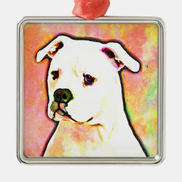 Porträtt för konst för amerikanbulldoggpop julgransprydnad metall