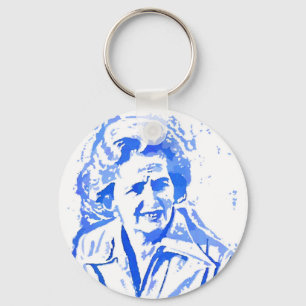 Porträtt för Margaret Thatcher popkonst Nyckelring
