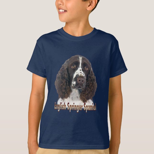 Porträtt för Spaniel för engelsk Springer T-shirt (Framsida)