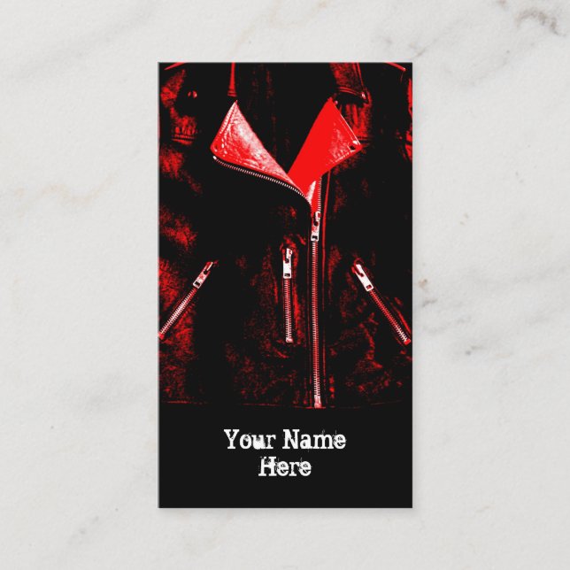 Porträtt för svart för visitkort för läderjacka (Framsida)