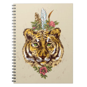 Porträtt för tigerBoho stil Anteckningsbok