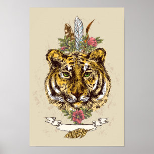 Porträtt för tigerBoho stil Poster