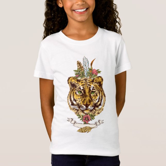 Porträtt för tigerBoho stil T Shirt (Framsida)