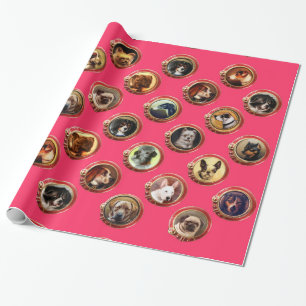 PORTRÄTT för VICTORIANEMALJ/MINIATURE HUND, rosor Presentpapper