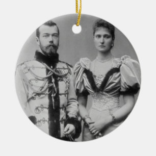 Porträtt fotograferar av tsaren Nicholas II Julgransprydnad Keramik