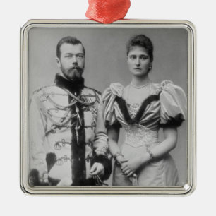 Porträtt fotograferar av tsaren Nicholas II Julgransprydnad Metall