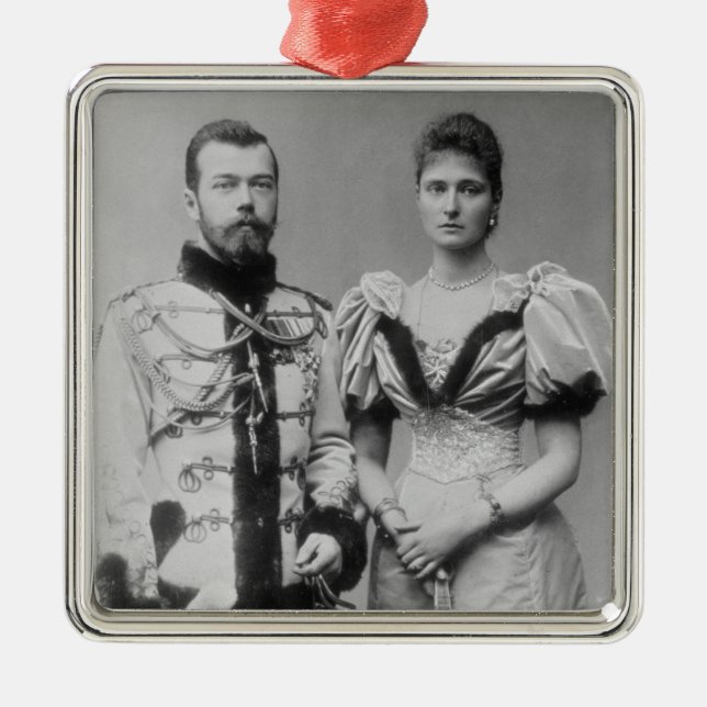 Porträtt fotograferar av tsaren Nicholas II Julgransprydnad Metall (Framsidan)
