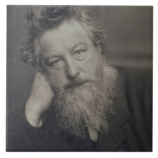Porträtt fotograferar av William Morris (1834-96) Kakelplatta (Framsidan)