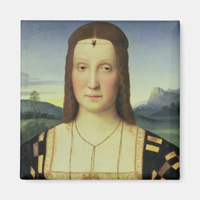 Porträtt från Elizabeth Gonzaga, c.1504 (olja på r Magnet (Framsidan)