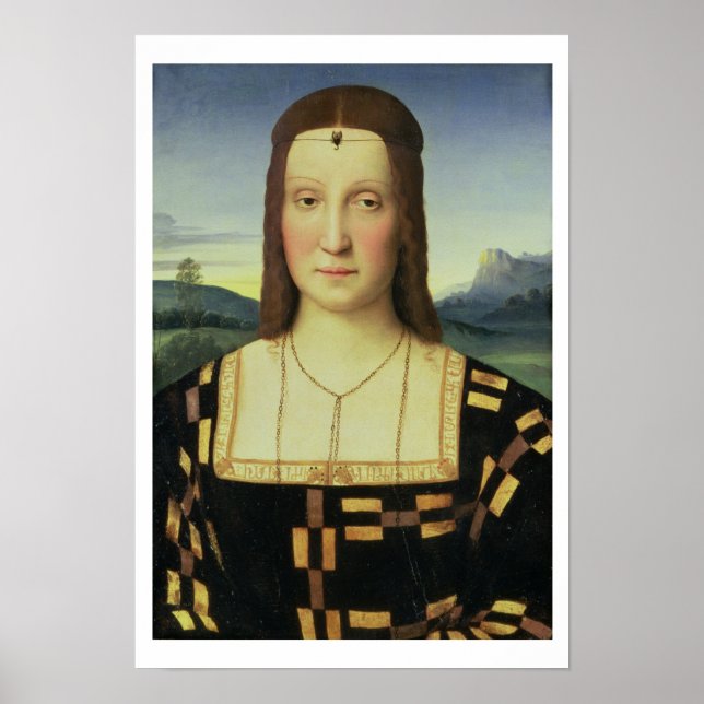 Porträtt från Elizabeth Gonzaga, c.1504 (olja på r Poster (Framsidan)