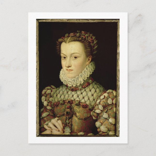 Porträtt från Elizabeth of Austria (1554-92) Queen Vykort (Framsida)