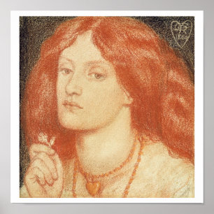 Porträtt från Elizabeth Siddal (1834-62), 1860 (rö Poster