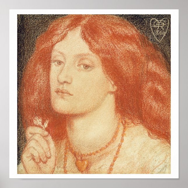 Porträtt från Elizabeth Siddal (1834-62), 1860 (rö Poster (Framsidan)