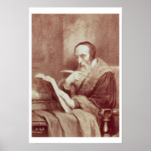 Porträtt från John Calvin (1509-1564) (engrave) Poster