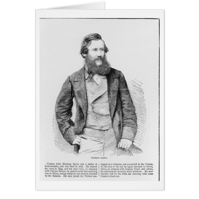 Porträtt från John Hanning Speke (1827-64) (engrav Hälsningskort (Framsidan)
