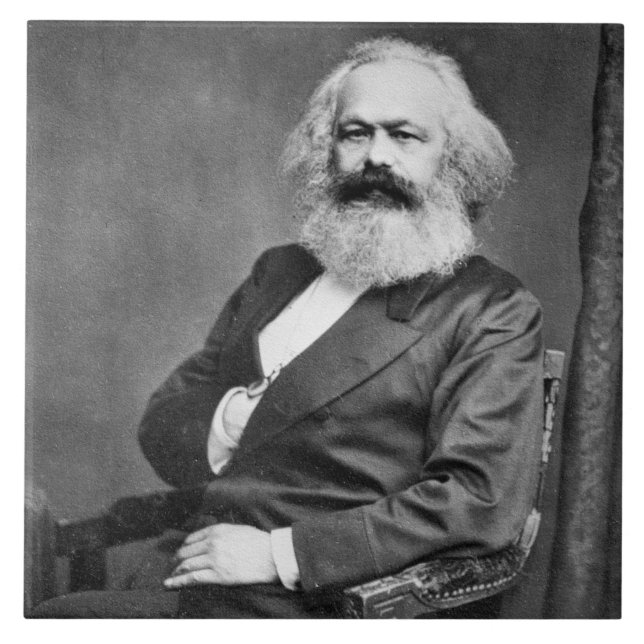 Porträtt från Karl Marx (marxismens grundare) Kakelplatta (Framsidan)