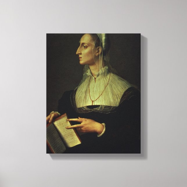Porträtt från Laura Battiferri, c.1555-60 (panel) Canvastryck (Framsida)