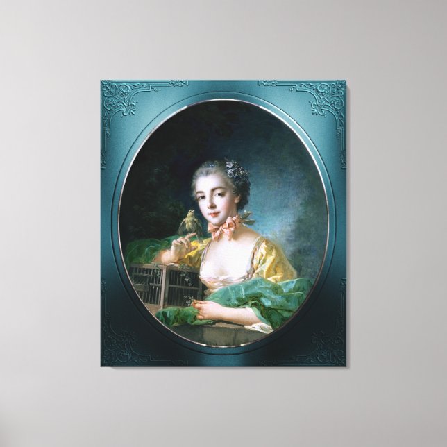 Porträtt från Madame Badouin av François Boucher Canvastryck (Framsida)