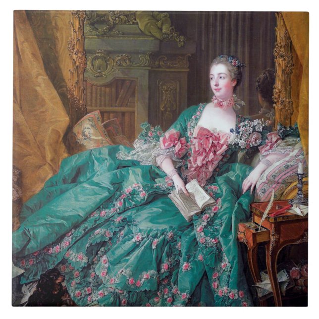 Porträtt från Madame Pompadour, Boucher Kakelplatta (Framsidan)