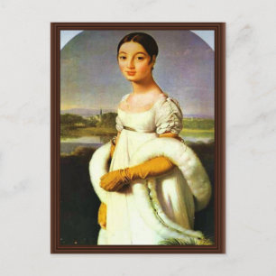 Porträtt från Mademoiselle Riviere av Ingres Jean Vykort