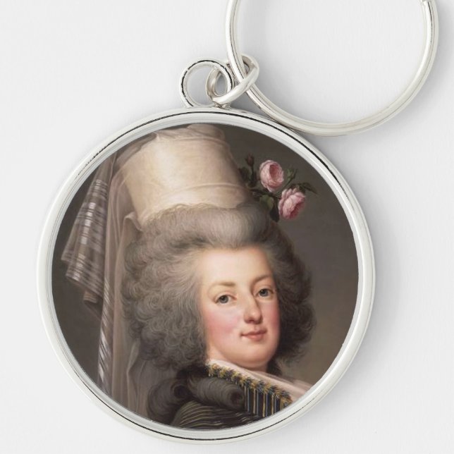 Porträtt från Marie Antoinette, drottning av Frank Rund Silverfärgad Nyckelring (Framsidan)