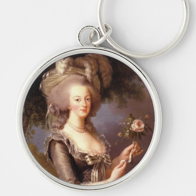 Porträtt från Marie Antoinette, drottning av Frank Rund Silverfärgad Nyckelring (Framsidan)