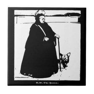 Porträtt från Queen Victoria och Yorkie Hund Kakelplatta