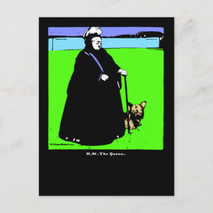 Porträtt från Queen Victoria och Yorkie Hund Vykort
