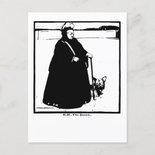 Porträtt från Queen Victoria och Yorkie Hund Vykort
