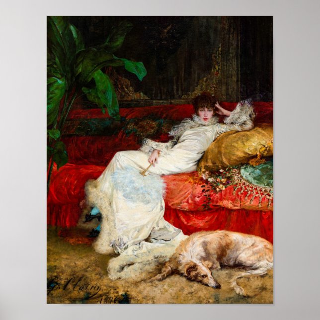Porträtt från Sarah Bernhardt av Georges Clairin Poster (Framsidan)