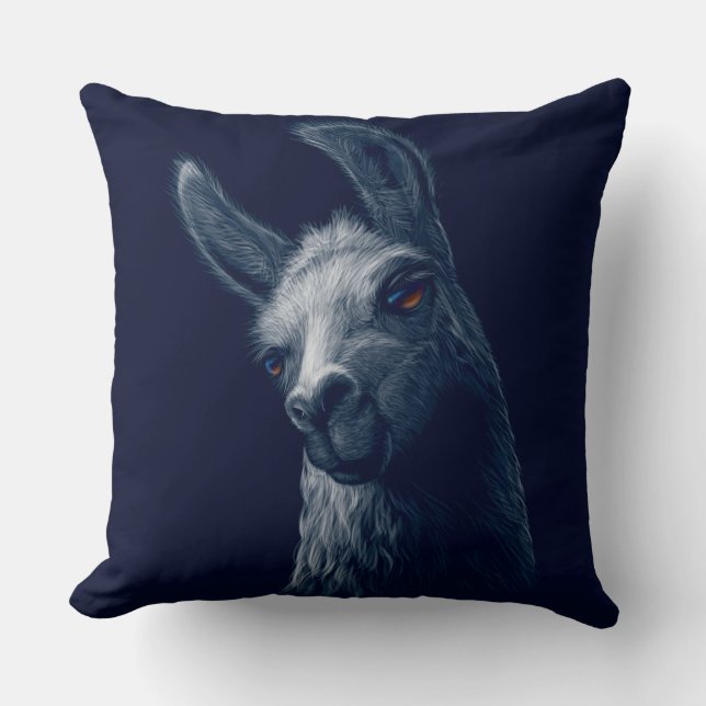 Porträtt Head Cute Llama med flottbakgrund Kudde (Framsida)