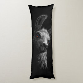 Porträtt Head Cute Llama med svart bakgrund Kroppskudde