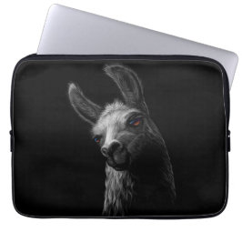 Porträtt Head Cute Llama med svart bakgrund Laptop Fodral