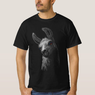 Porträtt Head Cute Llama med svart bakgrund T Shirt