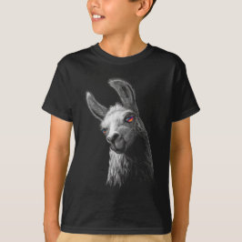 Porträtt Head Cute Llama på svart bakgrund T Shirt