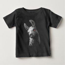 Porträtt Head Cute Llama på svart bakgrund T Shirt