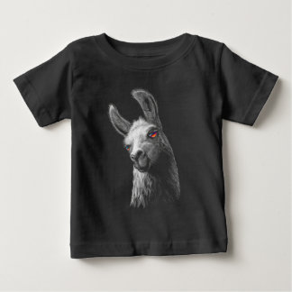 Porträtt Head Cute Llama på svart bakgrund T Shirt
