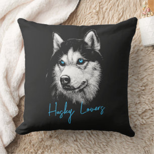 Porträtt Head Siberian husky med blå Öga Kudde