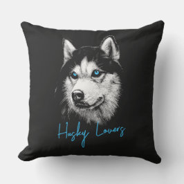 Porträtt Head Siberian husky med blå Öga Kudde