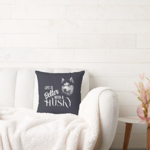 Porträtt Head Siberian husky med blå Öga Kudde