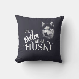 Porträtt Head Siberian husky med blå Öga Kudde