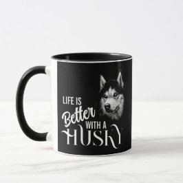 Porträtt Head Siberian husky med blå Öga Mugg