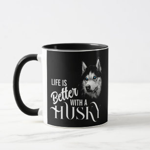 Porträtt Head Siberian husky med blå Öga Mugg
