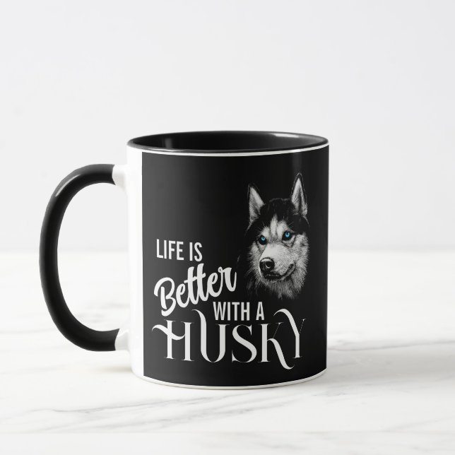 Porträtt Head Siberian husky med blå Öga Mugg (Vänster)
