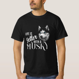 Porträtt Head Siberian husky med blå Öga T Shirt