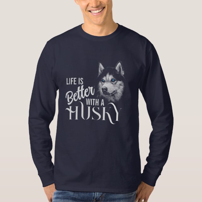 Porträtt Head Siberian husky med blå Öga T Shirt (Framsida)
