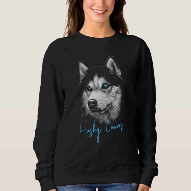 Porträtt Head Siberian husky med blå Öga T Shirt (Framsida)