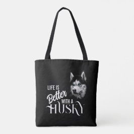 Porträtt Head Siberian husky med blå Öga Tygkasse